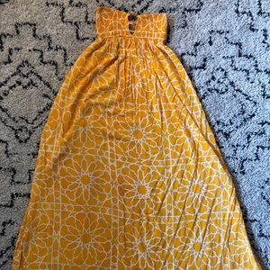 Indah Strapless Yellow Print Maxi